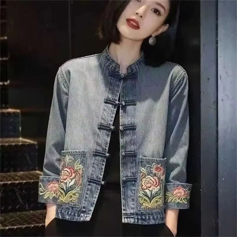 Embroidery Jacket Jeans - Spring Autumn Beautiful Embroidered Cowboy Coat