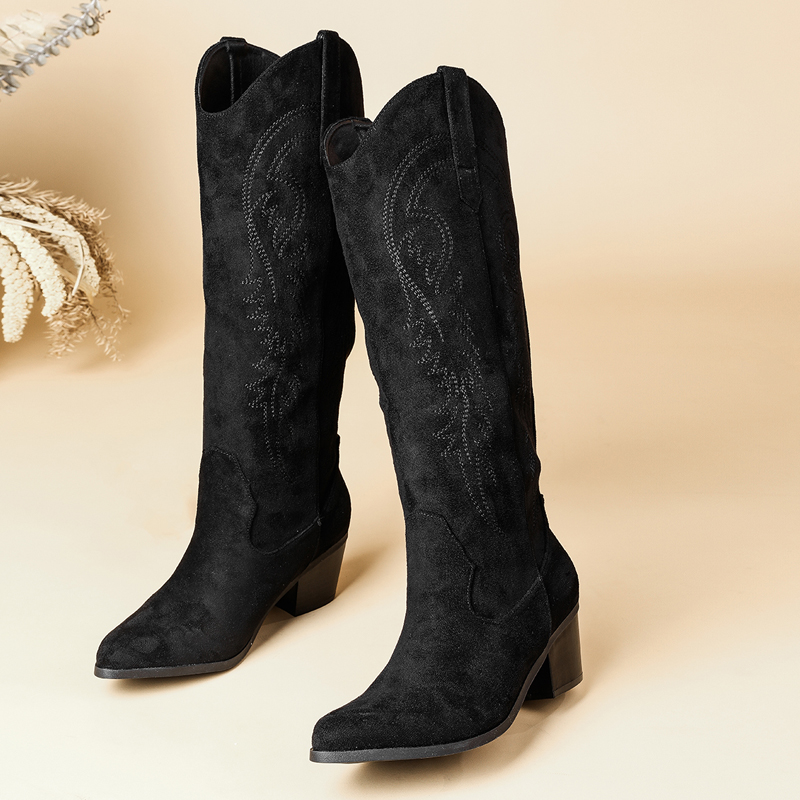 Embroidery Gift - Women's Pointed Toe Suede Embroidery Mid‑Calf