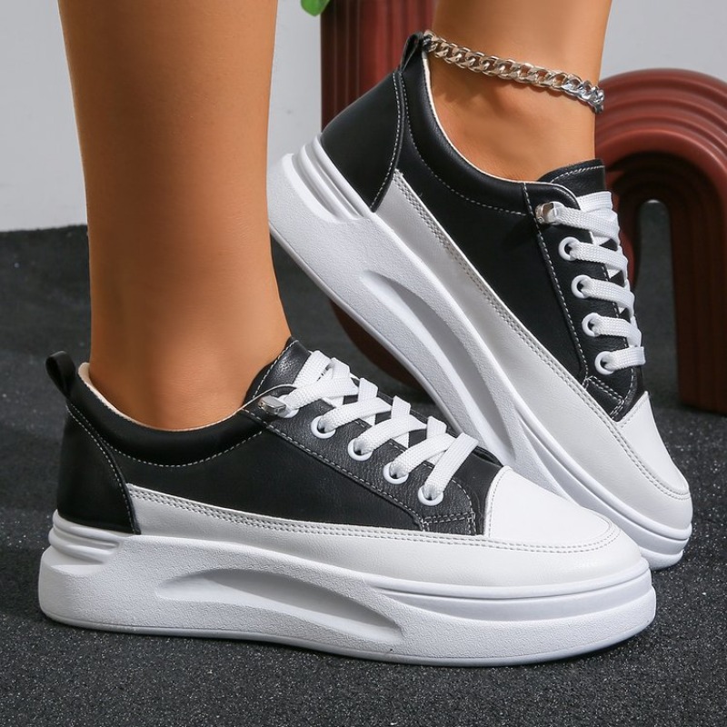 Embroidery White - Women White Sneakers Autumn Lace Up
