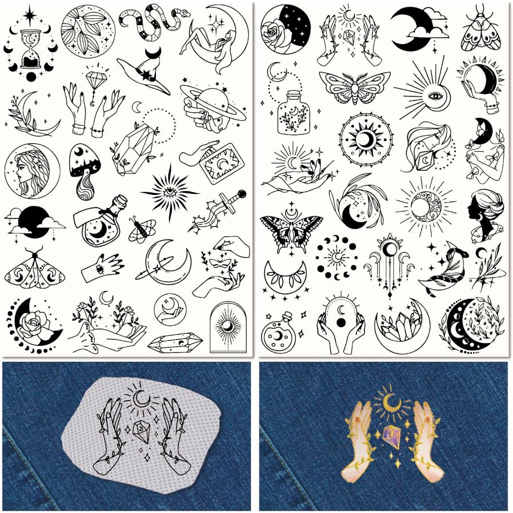 Embroidery Thread - 51Pcs Boho Moon Sun Water Soluble