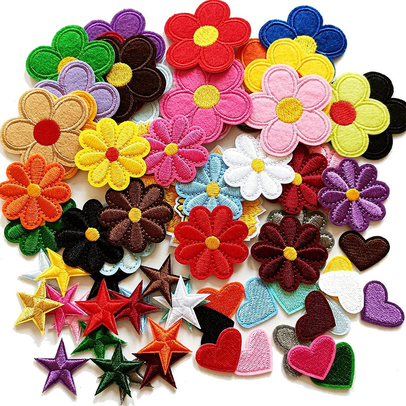 2-10Pcs Flower Iron on Patches - Embroidery Daisy Flower 评论和价格