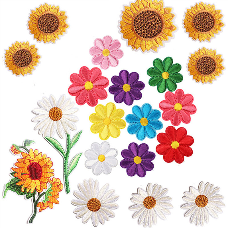 2-10Pcs Flower Iron on Patches - Embroidery Daisy Flower 评论和价格