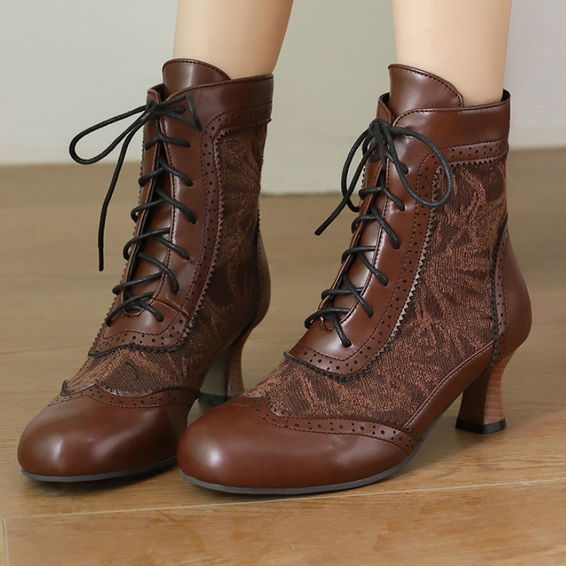 Big Size Vintage Short Boot Fe - Embroidery White 评论和价格