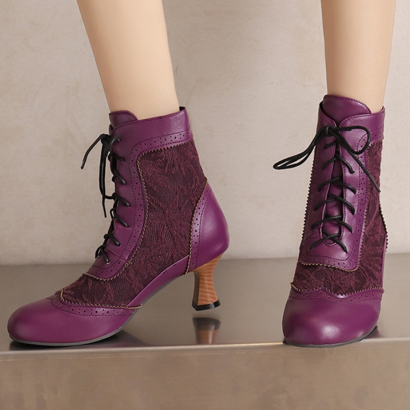 Big Size Vintage Short Boot Fe - Embroidery White 评论和价格