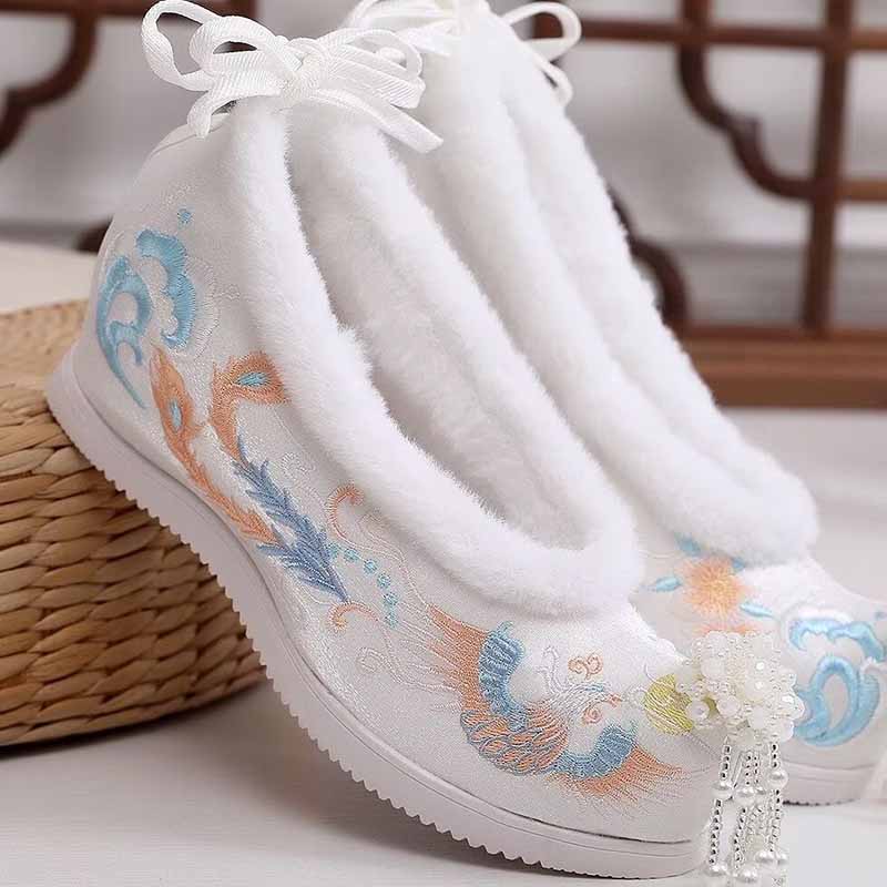 Winter Hanfu Shoes Women Chine - Embroidery White 评论和价格