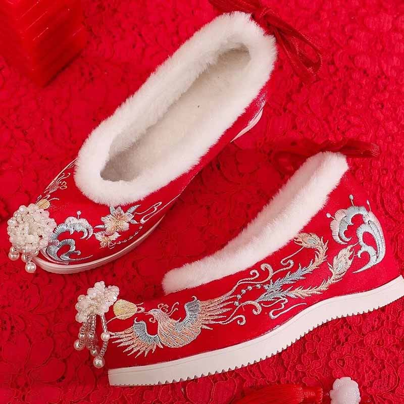 Winter Hanfu Shoes Women Chine - Embroidery White 评论和价格