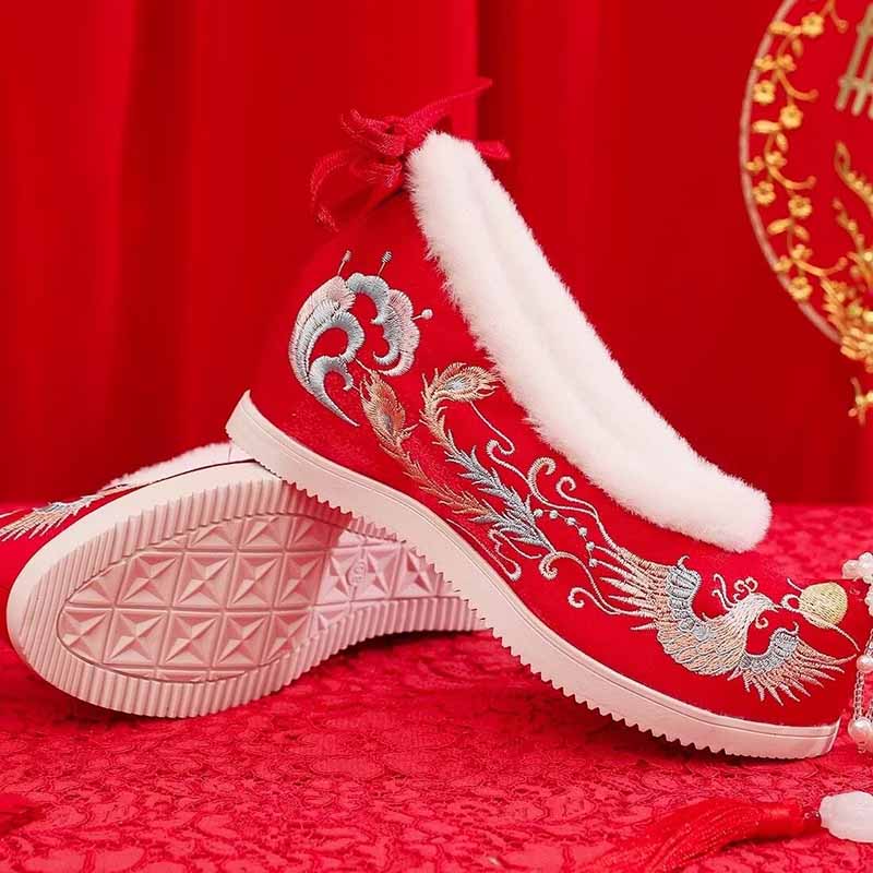 Winter Hanfu Shoes Women Chine - Embroidery White 评论和价格