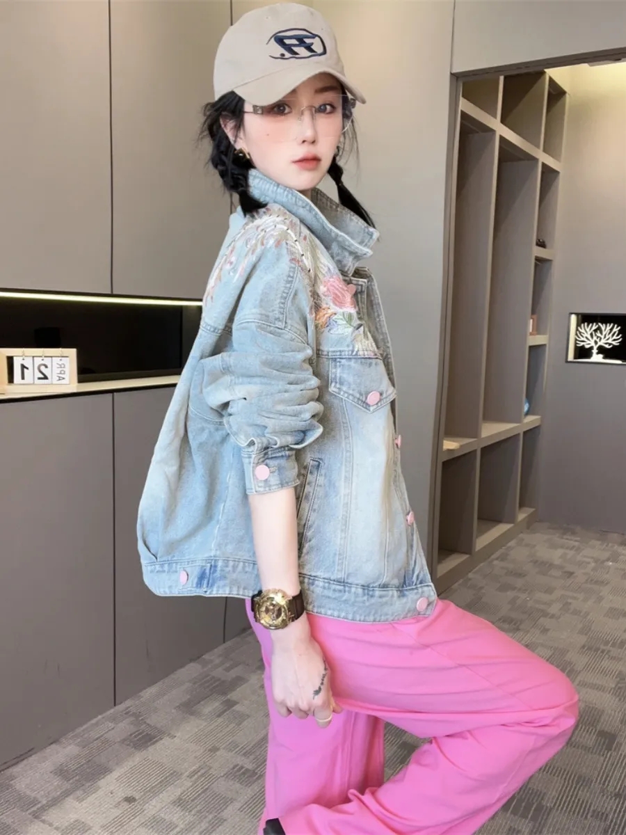 Spring Autumn Short Denim Jack - Embroidery Jacket Jeans 评论和价格