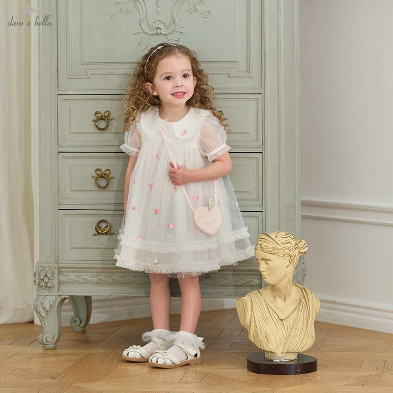 Dave Bella Girls Baby Mesh Pri - Embroidery White Dress 评论和价格