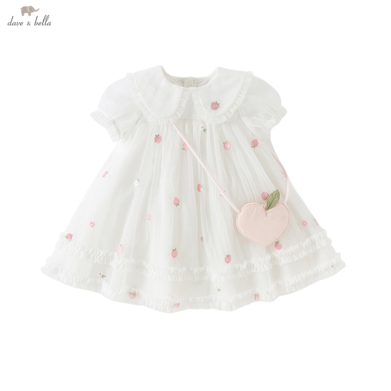 Dave Bella Girls Baby Mesh Pri - Embroidery White Dress 评论和价格