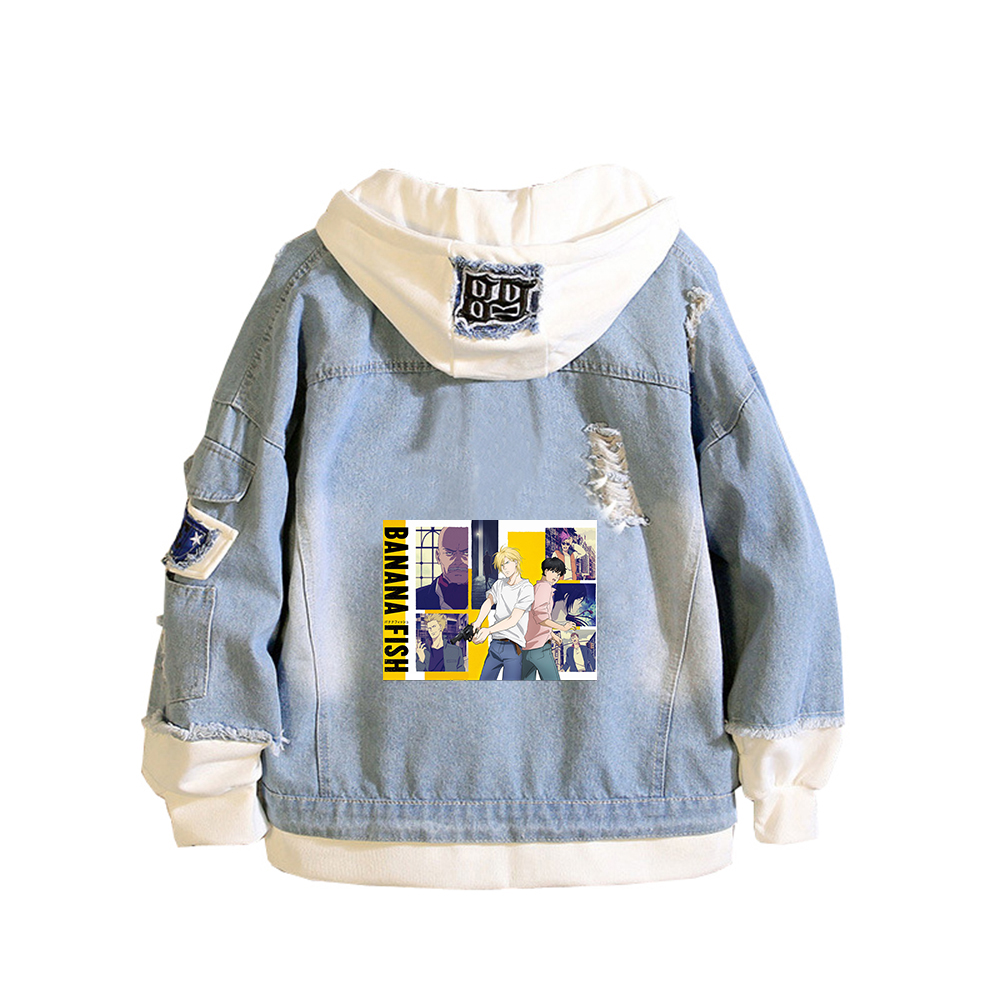 BANANA FISH Demin Jacket Anime - Embroidery Jacket Jeans 评论和价格