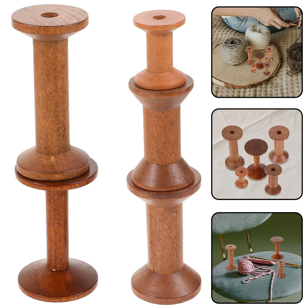 7Pcs Wooden Thread Spools Vint - Embroidery Thread 评论和价格