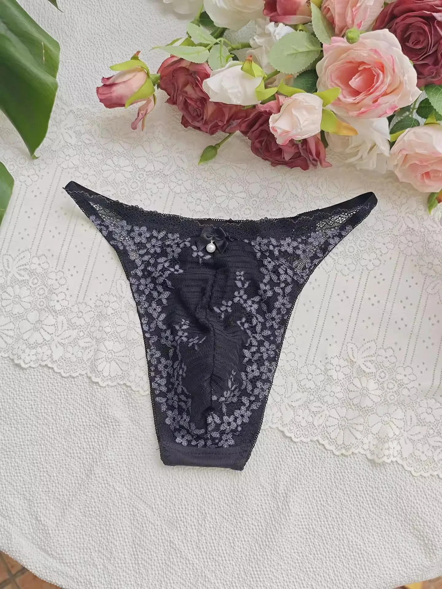 Black Lace Man's T-brief Embro - Embroidery Gift 评论和价格