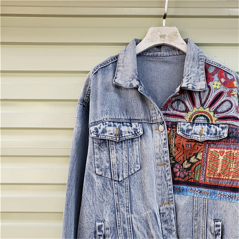 Bohemia Embroidery Splicing Bi - Embroidery Jacket Jeans 评论和价格
