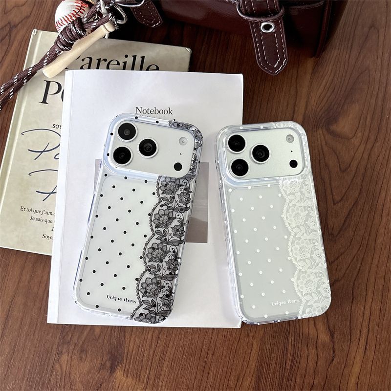 Ins Polka Dots Lace White Blac - Embroidery White 评论和价格