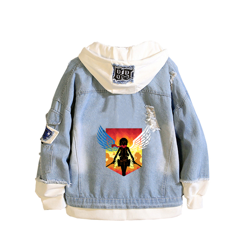 Attack on Titan Anime Denim Ja - Embroidery Jacket Jeans 评论和价格