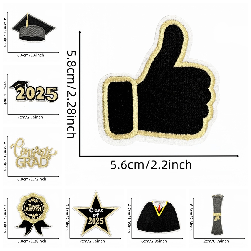 10PCS/lots Black Gold Graduati - Embroidery On Black Shirt 评论和价格
