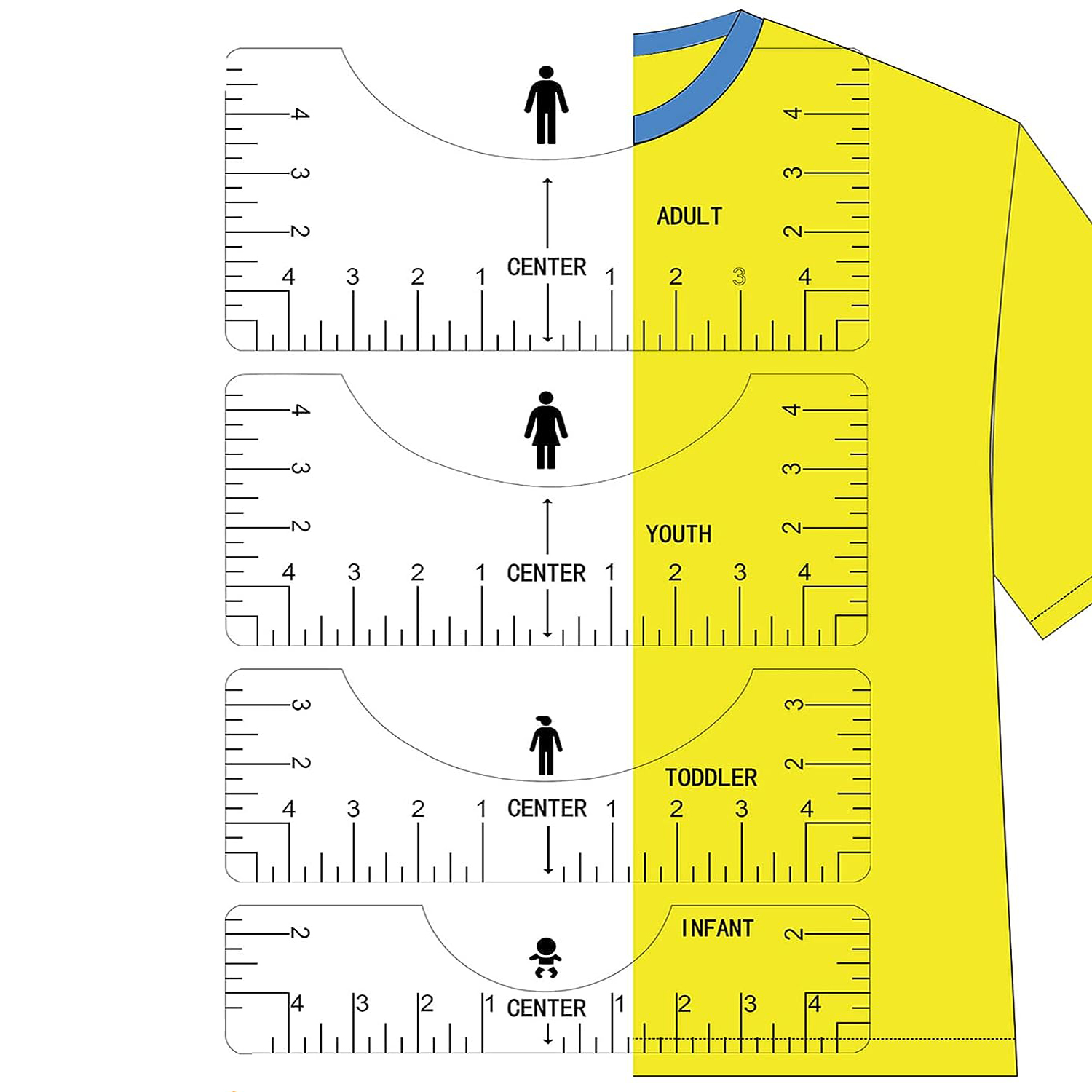 Transparent 4Pcs T-Shirt Ruler - Embroidery Hub 评论和价格
