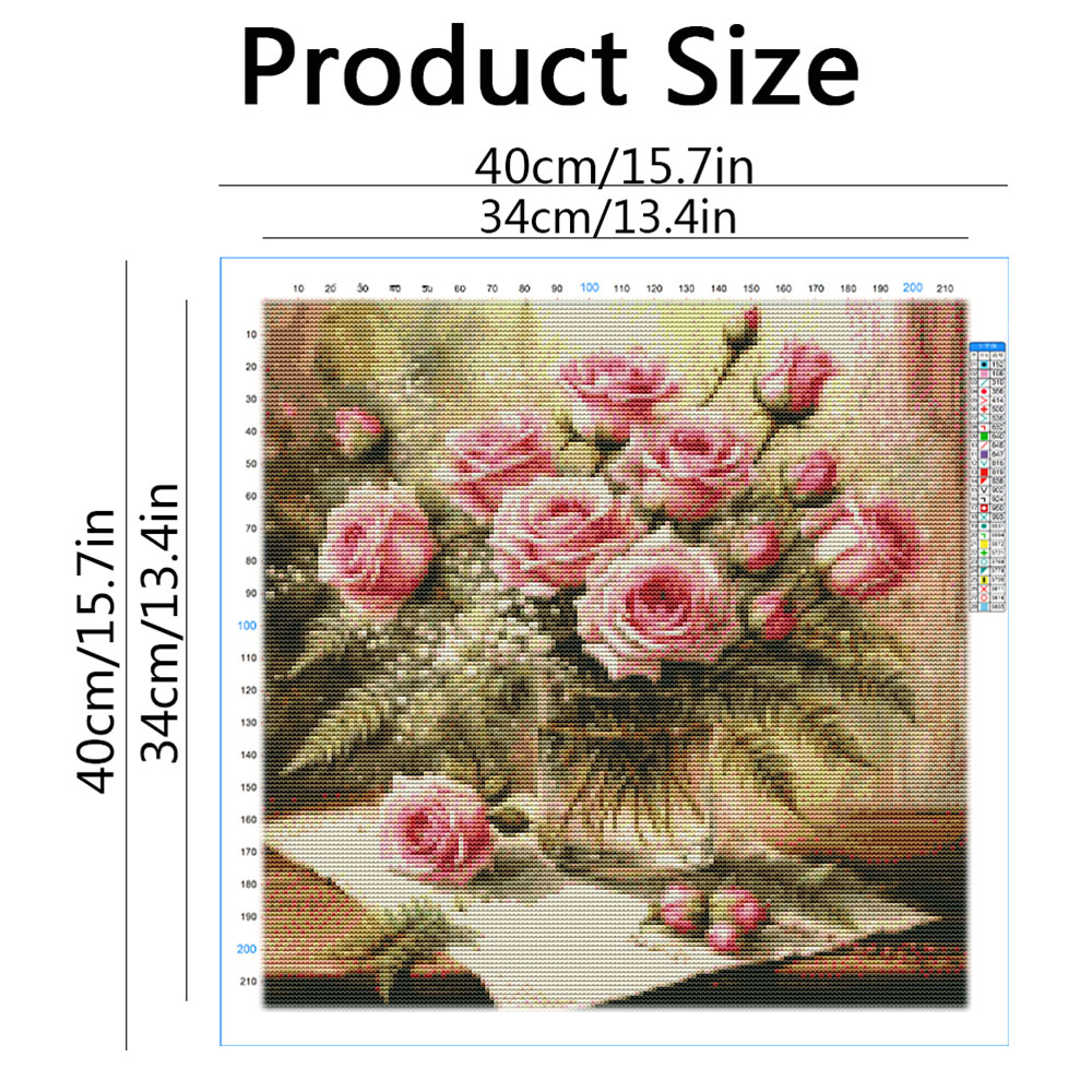 HUACAN Cross Stitch Kits Rose  - Embroidery Kurta Men 评论和价格