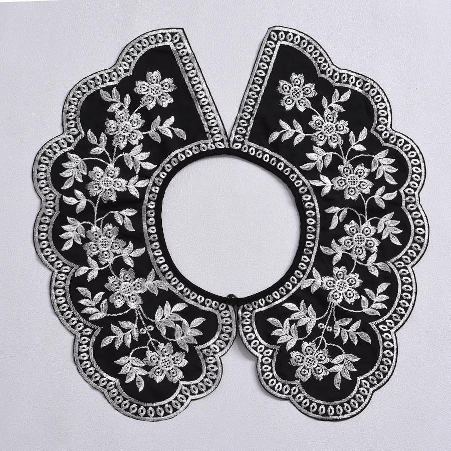 New European style stand shirt - Embroidery On Black Shirt 评论和价格